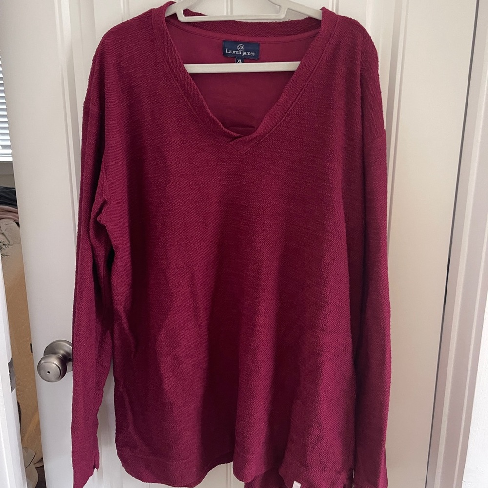 Lauren James pull over. Not quite a sweatshirt but thicker than a normal shirt.